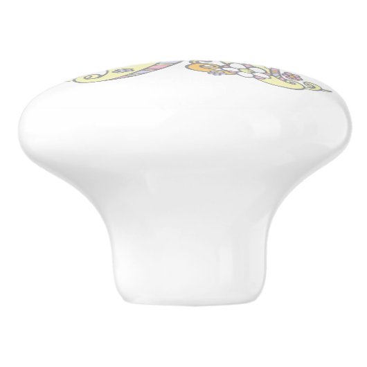 Decoratieve letter W monogrammaticale handvatknop Keramische Knop (Zijkant)