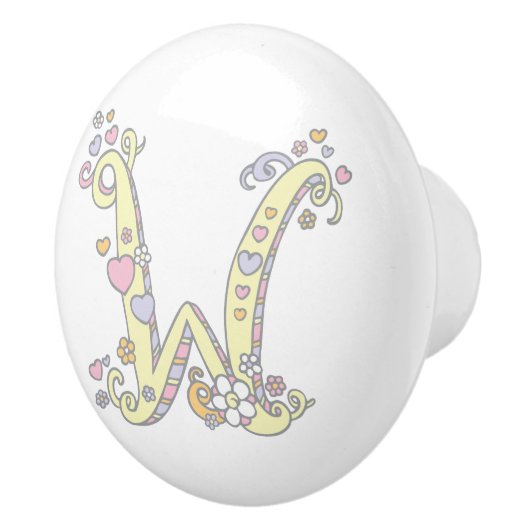 Decoratieve letter W monogrammaticale handvatknop Keramische Knop (Rechts)