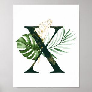 Decoratieve letter X met tropische bladeren Poster