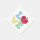 Decoratieve liefde script terug naar school monogr servet (Hoek)