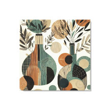 Decoratieve lijnkunst met aardse tinten, planten v