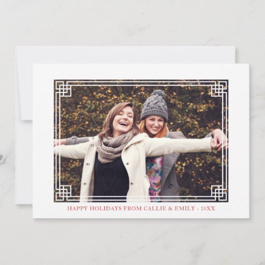 Decoratieve lijst - Gelukkig kerstfeest foto Feestdagenkaart (Voorkant)