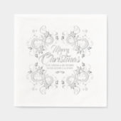 Decoratieve loof rand Vrolijk kerstfeest Folie Servetten (Voorkant)