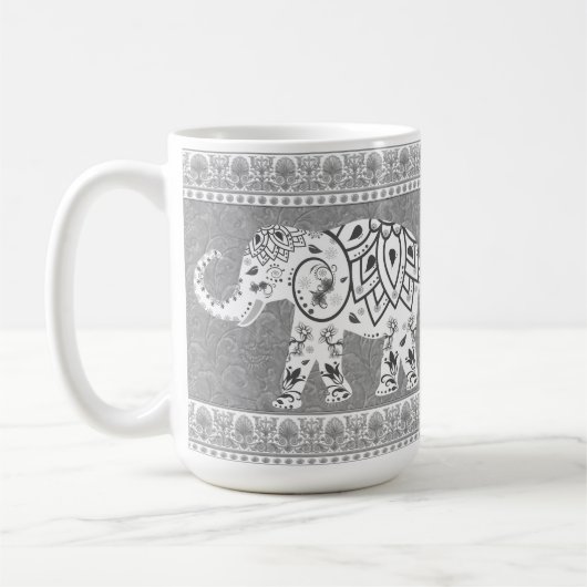 Decoratieve Lotus Mandala Olifant Koffiemok (Links)