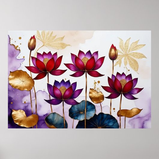 Decoratieve lotusbloemen #2 poster (Voorkant)