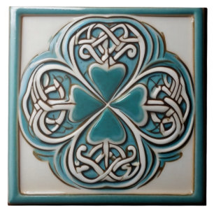 Decoratieve Lucky Four Leaf Clover Green Celtic Tegeltje