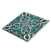 Decoratieve Lucky Four Leaf Clover Turquoise Celti Tegeltje (Zijkant)