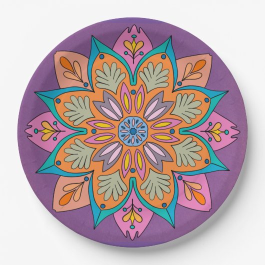 Decoratieve Mandala Ontwerp Papieren Bordje (Voorkant)