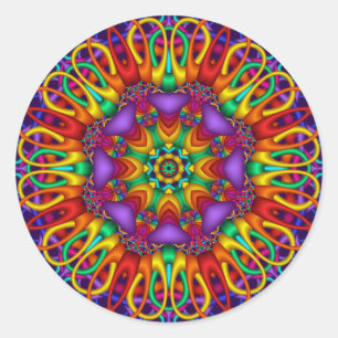 Decoratieve mandala sticker met felle kleuren