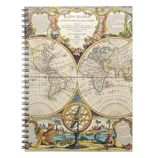 Decoratieve Mappe Monde Wereldbol Notitieboek (Voorkant)
