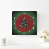 Decoratieve masTree Red/Green> Kerstklok Vierkante Klok (Huis)
