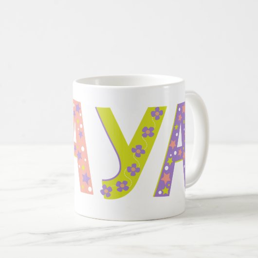 Decoratieve Maya-bloemen en sterrenmok Koffiemok (Voorkant rechts)