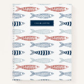 Decoratieve Mediterrane Sardines Vis Custom Name Notitieboek (Voorkant)