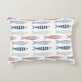 Decoratieve mediterrane sardines vispatroon accent kussen
