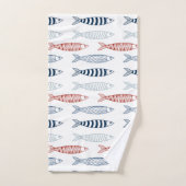 Decoratieve mediterrane sardines vispatroon bad handdoek (Handdoek)
