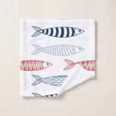 Decoratieve mediterrane sardines vispatroon bad handdoek (Wasdoekje)