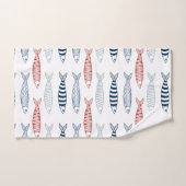 Decoratieve mediterrane sardines vispatroon bad handdoek (Handdoek)