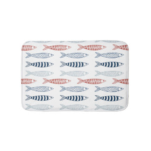 Decoratieve mediterrane sardines vispatroon badmat