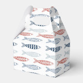 Decoratieve mediterrane sardines vispatroon bedankdoosjes (Achterkant)