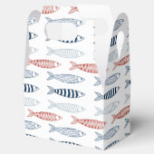 Decoratieve mediterrane sardines vispatroon bedankdoosjes (Geopend)