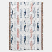 Decoratieve mediterrane sardines vispatroon deken (Voorkant Verticaal)
