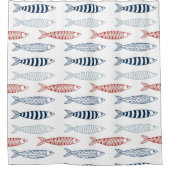 Decoratieve mediterrane sardines vispatroon douchegordijn (Voorkant)