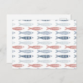 Decoratieve mediterrane sardines vispatroon feestdagenkaart (Voorkant / Achterkant)