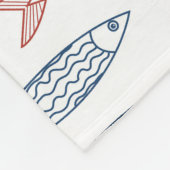 Decoratieve mediterrane sardines vispatroon fleece deken (Hoek)