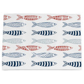 Decoratieve mediterrane sardines vispatroon groot cadeauzakje (Voorkant)