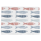 Decoratieve mediterrane sardines vispatroon groot cadeauzakje (Achterkant)