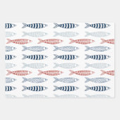Decoratieve mediterrane sardines vispatroon inpakpapier vel (Voorkant 3)