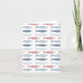Decoratieve mediterrane sardines vispatroon kaart