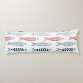 Decoratieve mediterrane sardines vispatroon lichaamskussen (Achterkant)