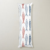 Decoratieve mediterrane sardines vispatroon lichaamskussen (Achterkant (Verticaal))