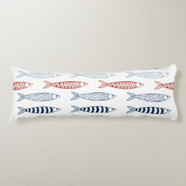 Decoratieve mediterrane sardines vispatroon lichaamskussen