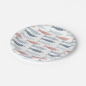 Decoratieve mediterrane sardines vispatroon papieren bordje (Gekanteld)