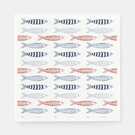 Decoratieve mediterrane sardines vispatroon servet