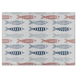 Decoratieve mediterrane sardines vispatroon snijplank