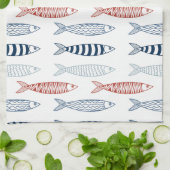 Decoratieve mediterrane sardines vispatroon theedoek (Gevouwen)