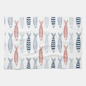 Decoratieve mediterrane sardines vispatroon theedoek (Horizontaal)