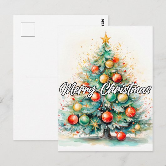 Decoratieve Merry Christmas Holiday Tree Briefkaart (Voorkant / Achterkant)
