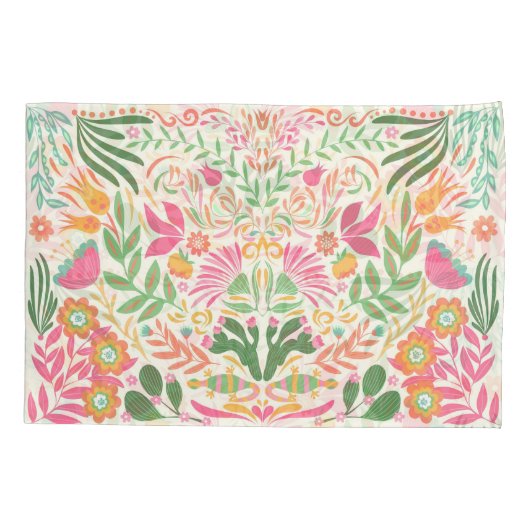 Decoratieve Mexicaanse Floral Kussensloop (Achterkant-Links)