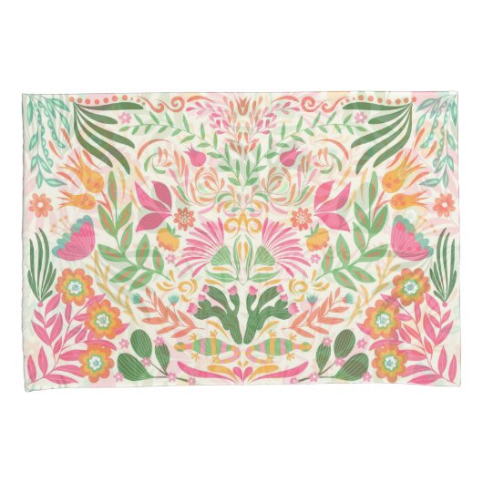 Decoratieve Mexicaanse Floral Kussensloop (Voorkant-Rechts)