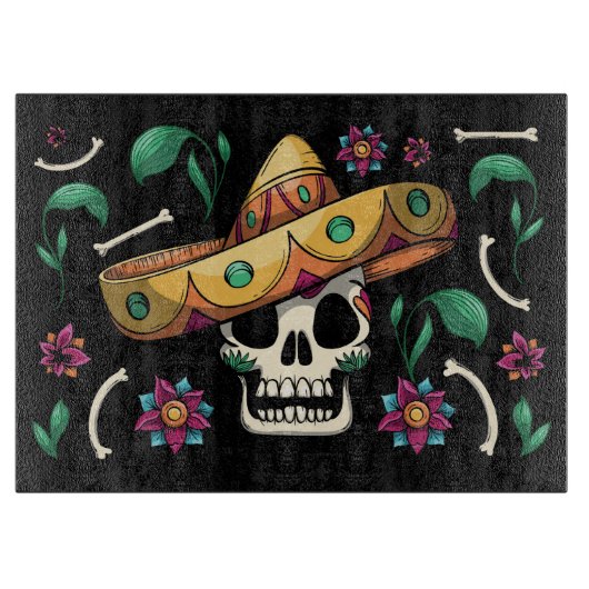 Decoratieve Mexicaanse schedels Snijplank (Voorkant)