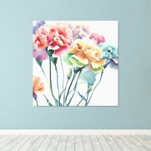 Decoratieve moderne stijlvolle anjer canvas afdruk (Insitu (Houten vloer))