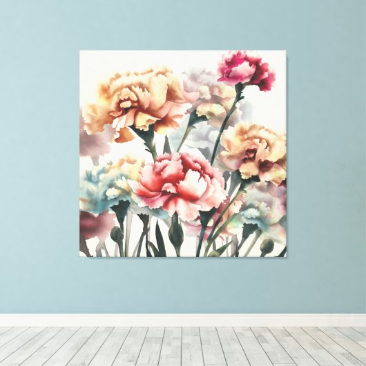 Decoratieve moderne stijlvolle anjer canvas afdruk (Insitu (Houten vloer))