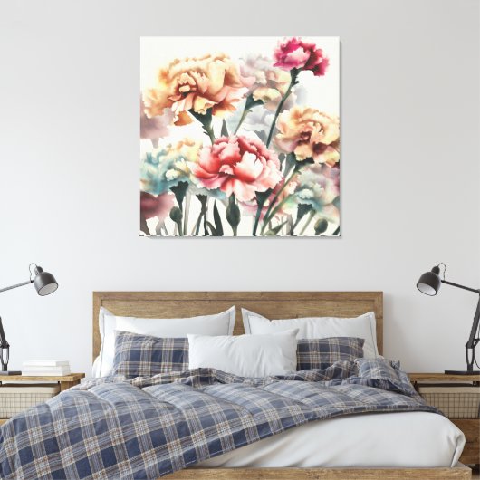 Decoratieve moderne stijlvolle anjer canvas afdruk (Insitu (Slaapkamer))