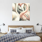 Decoratieve moderne stijlvolle flamingo canvas afdruk (Insitu (Slaapkamer))
