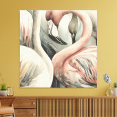 Decoratieve moderne stijlvolle flamingo canvas afdruk (Insitu (Woonkamer))