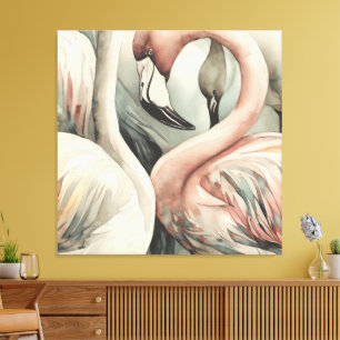 Decoratieve moderne stijlvolle flamingo canvas afdruk